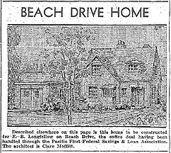 Proposed Beach Drive House, Seattle Daily Times, May 3, 1936