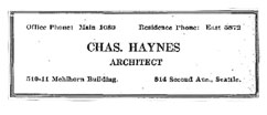 Charles L. Haynes Advertisement, Seattle Daily Times - August 24, 1923