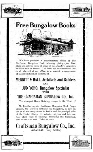 Advertisement - Craftsman Bungalow Co., Seattle Times: Nov. 28, 1911