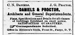 Dainels & Proctor Advertisement - Grand Forks Daily Herald, August 31, 1883
