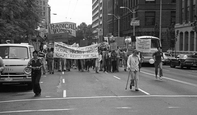 Early Gay Pride Week march in Seattle (1977) Citation: Museum of History & Industry.