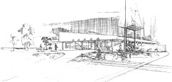 Architect's rendering, North Spokane Branch Library - c.1967